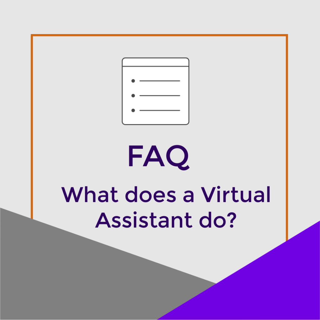 Graphical design with a To Do list image and the text FAQ What does a Virtual Assistant do?